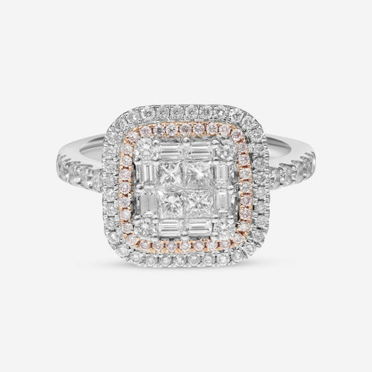 Gregg Ruth 14K Oro, Diamante Blanco 1.06ct. tw. y Anillo de Compromiso con Diamante Rosa Talla 6.75 50634