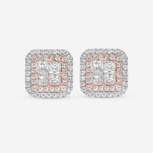 Pendientes Gregg Ruth de oro de 14K con diamantes blancos y diamantes rosas de fantasía 50112