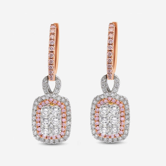 Pendientes colgantes Gregg Ruth de oro blanco y rosa de 14 quilates con diamantes blancos y diamantes rosas fantasía 45192