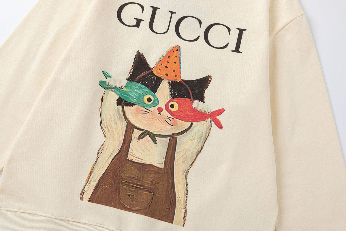 GUCCI Beige Cotton Jersey Sweatshirt New & Authentic