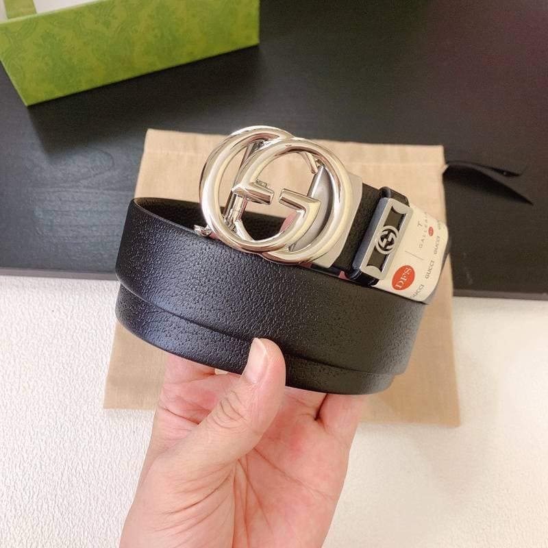 GUCCI Embellished coated-canvas and leather belt 'Black'