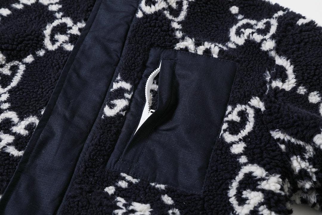 Gucci GG Fuzzy Fabric Jacquard Jacket 'Dark Blue'