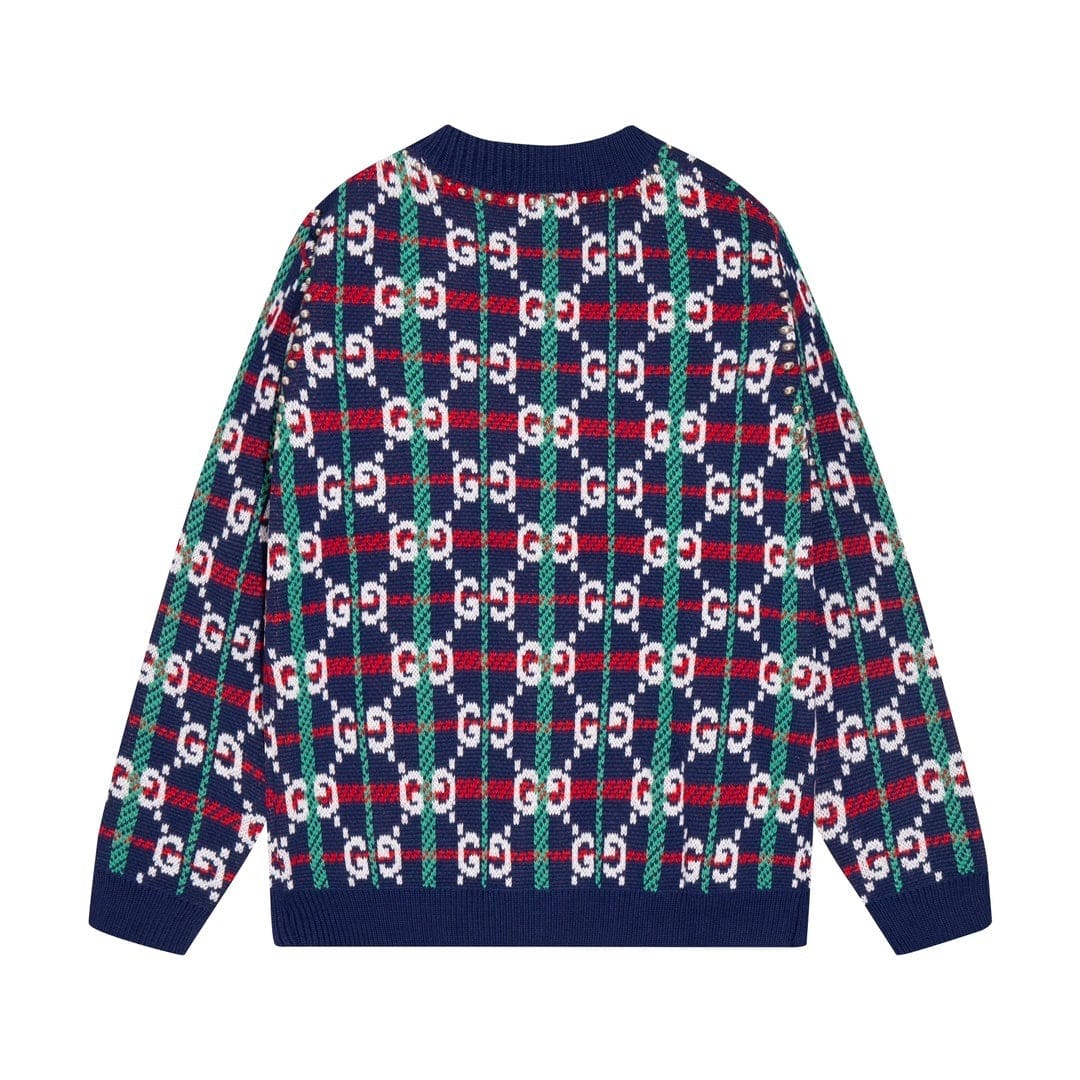 GUCCI Gg-monogram Knitted Cardigan In Blue