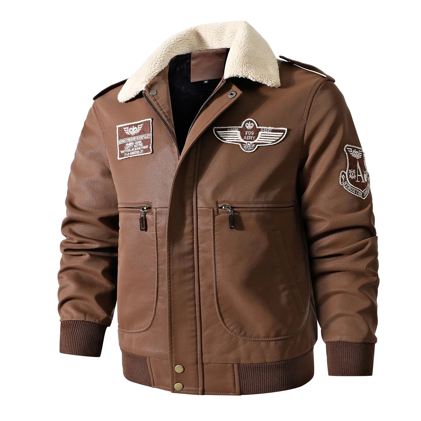 Men's Vintage Brown Bomber Leather Jacket for Winter