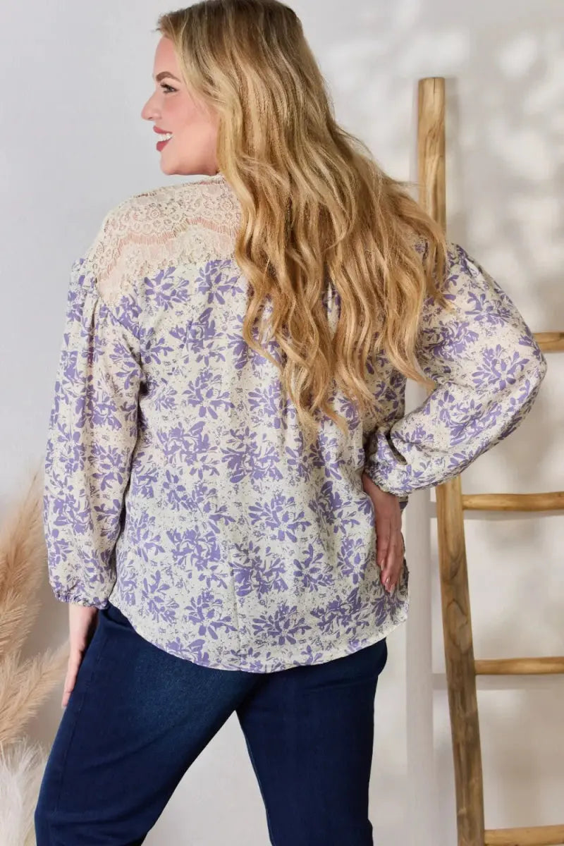 Accessories Trendsi Hailey & Co Lace Print Blouse Women's Casual Top USA Ship
