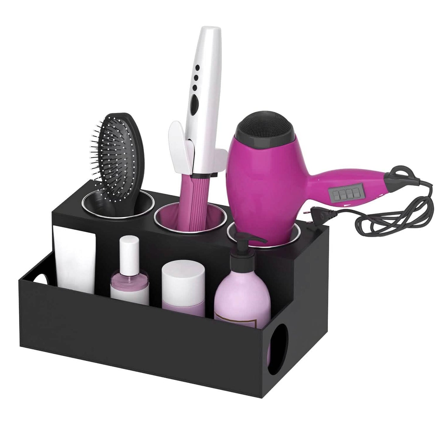 Hair Dryer Organizer with 3 Stainless Steel Cups