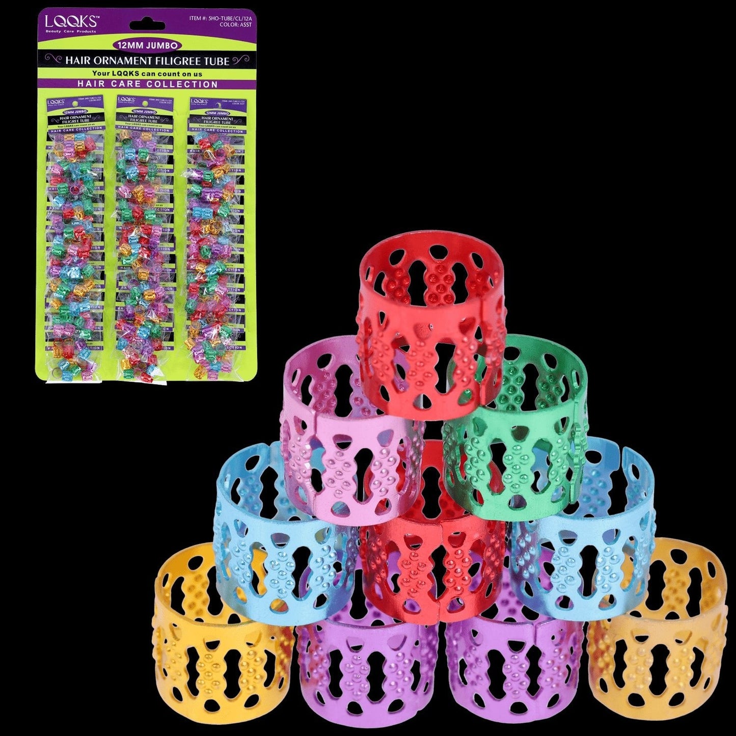 Hair Ornament Filigree Tube Assorted 12 mm