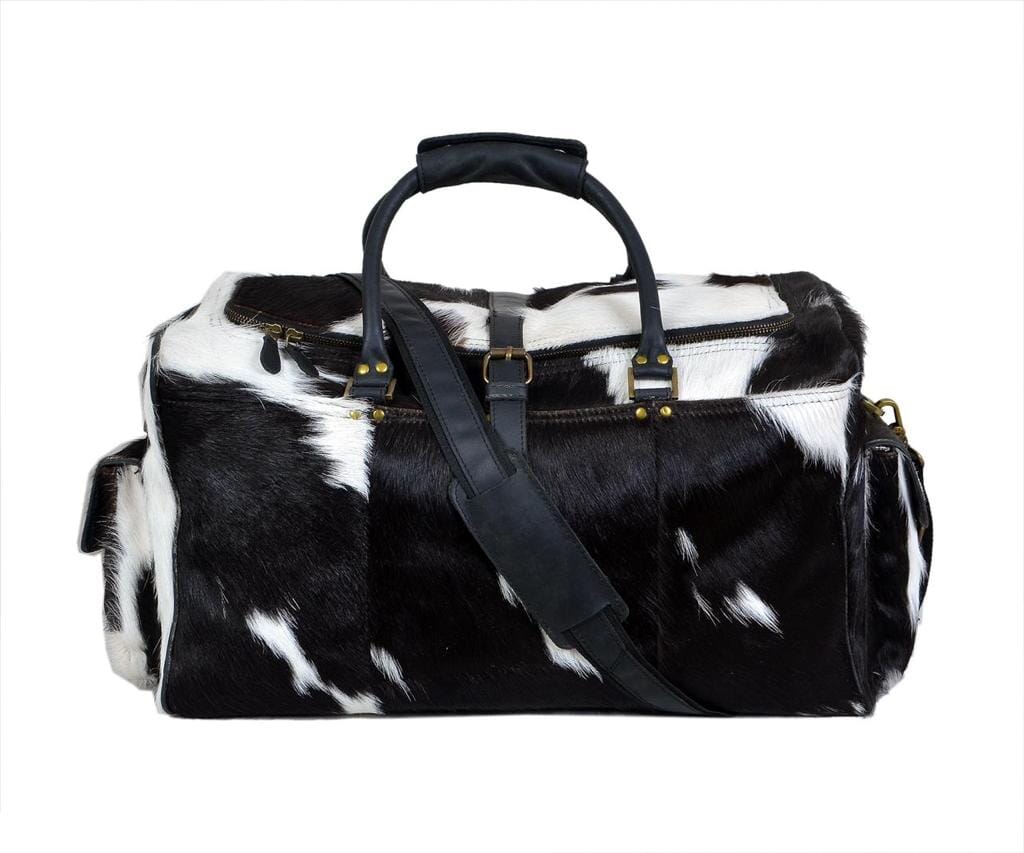 Bolso de viaje de cuero de vaca con pelo