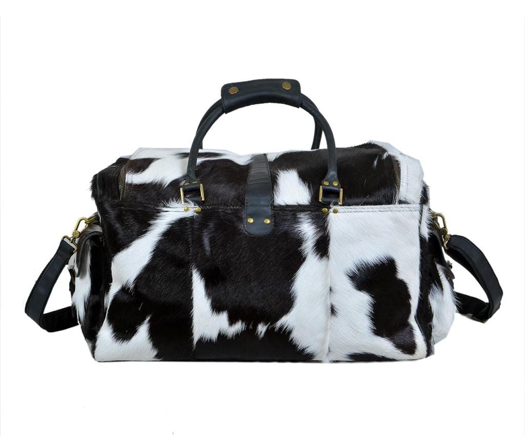 Bolso de viaje de cuero de vaca con pelo