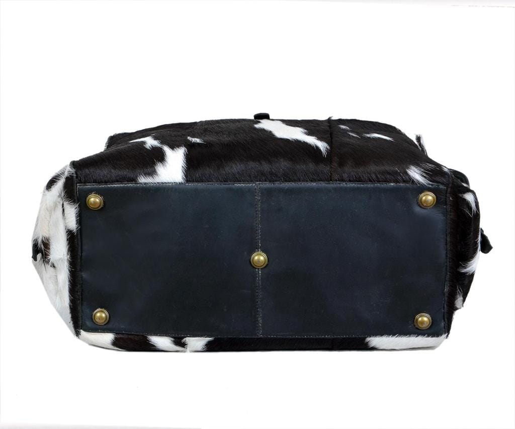 Bolso de viaje de cuero de vaca con pelo