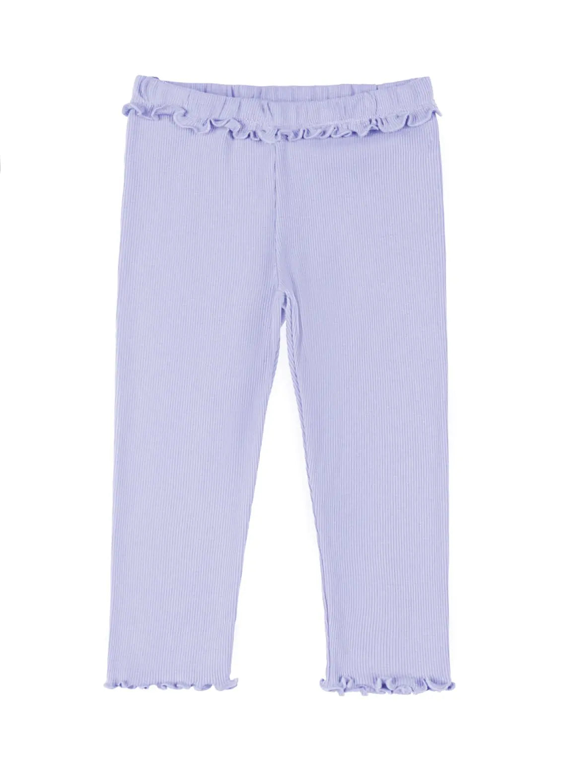 Haloumoning Baby Girls and Toddler Ribbed Ruffle Pants Fall Pull on Elastic Waist Bottoms Outfits-Purple - # GIAA21410008