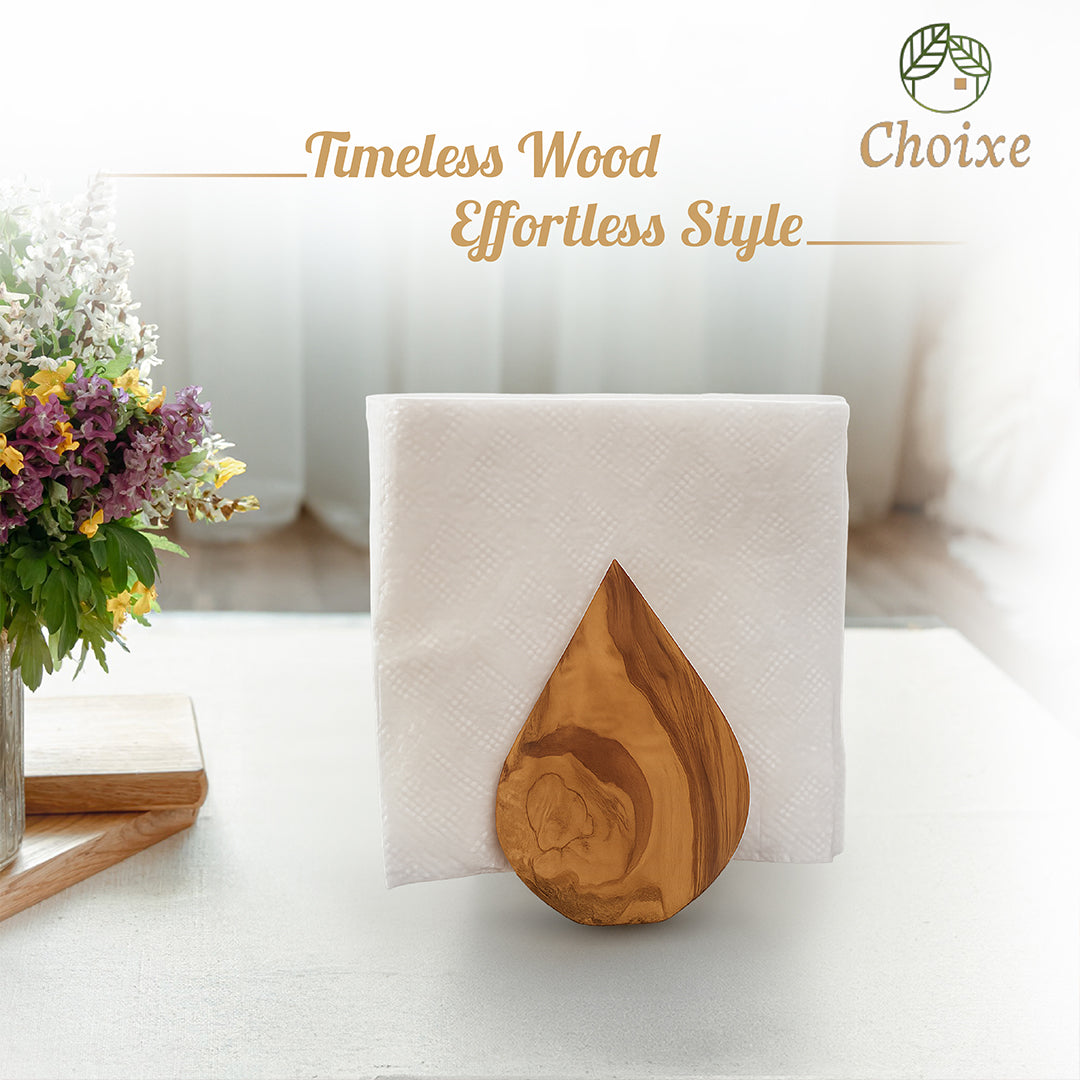 Olive Wood Napkin Holder Handcrafted Mediterranean Wooden Table Decor