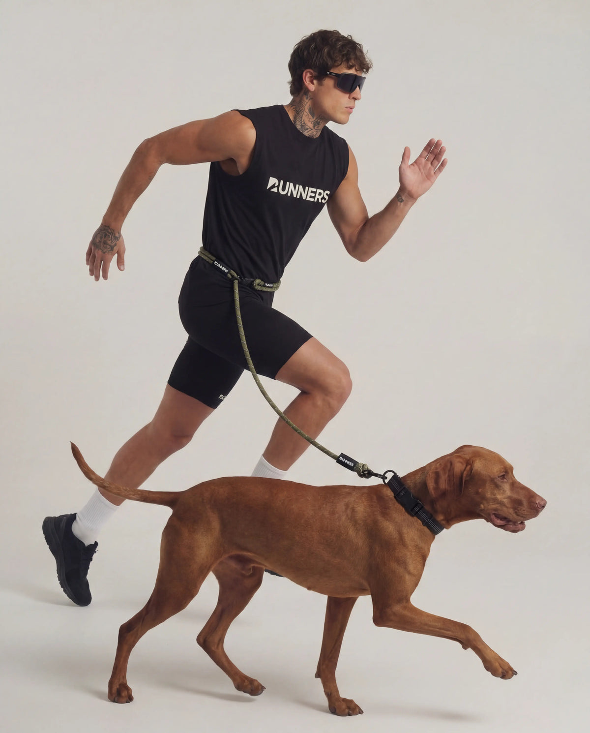 Correa manos libres para perro, color verde militar