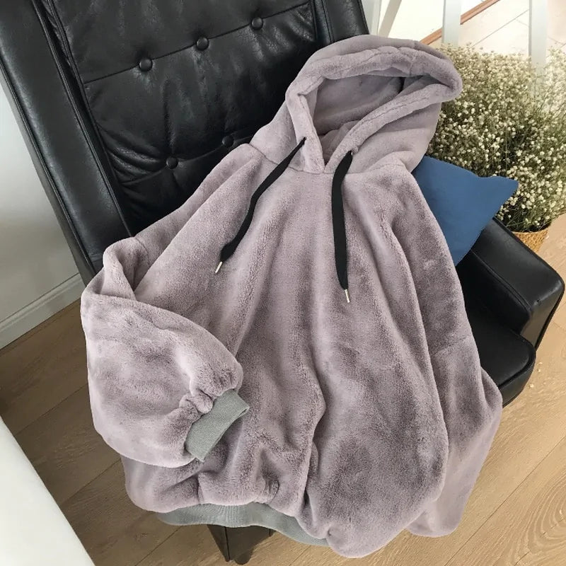 Harajuku Style Solid Hooded Fleece Pullover for Boys, Man and Women - # BOAA13510026