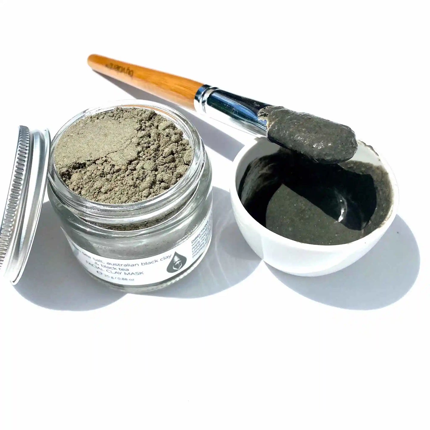 Mascarilla Facial de Arcilla con Sal Marina Hawaiana, Arcilla Negra Australiana y Té Negro con arcilla negra australiana + Vitamina C + Aloe vera
