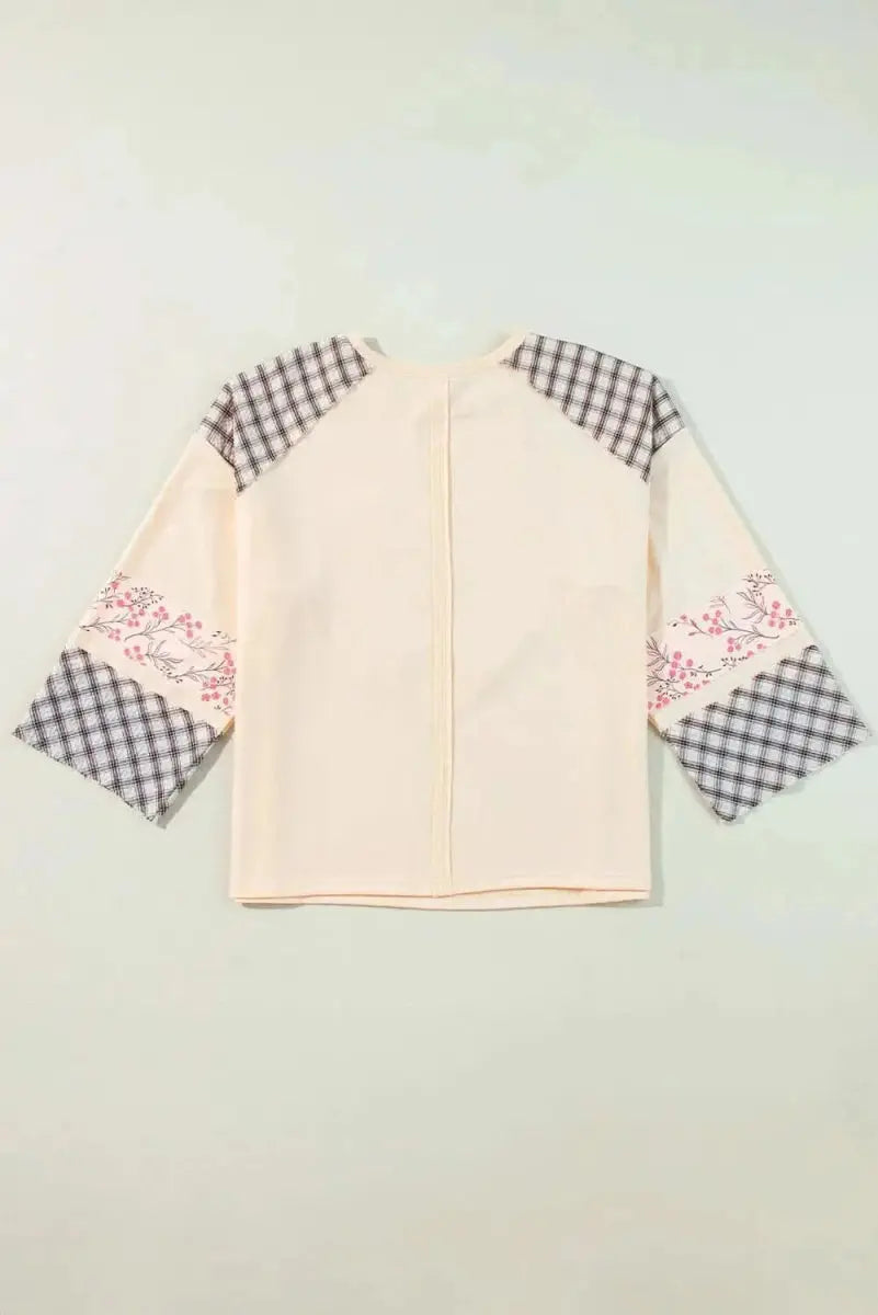 Women's Blouse - Heart Plaid Long Sleeve - Casual Chic Fashion