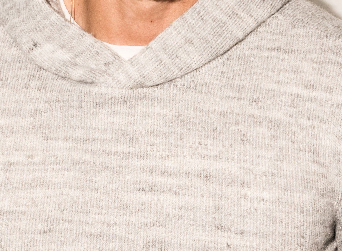 Sudadera con capucha de punto suave jaspeado para hombre