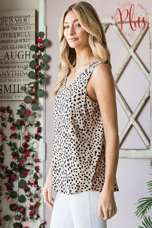 Pants Trendsi Animal Print Top Women's Plus Size Sleeveless Button-Down Top USA Ship