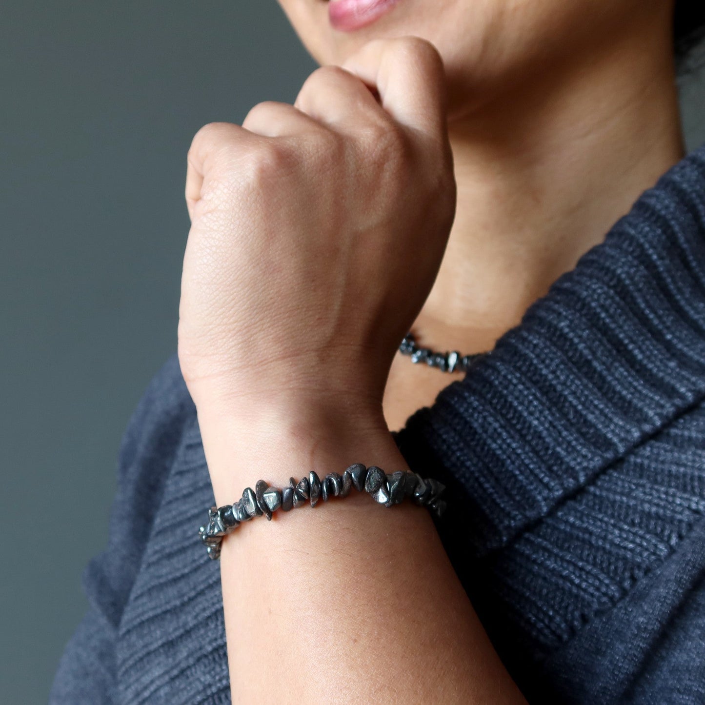 Hematite Bracelet Charming Silver Crystal