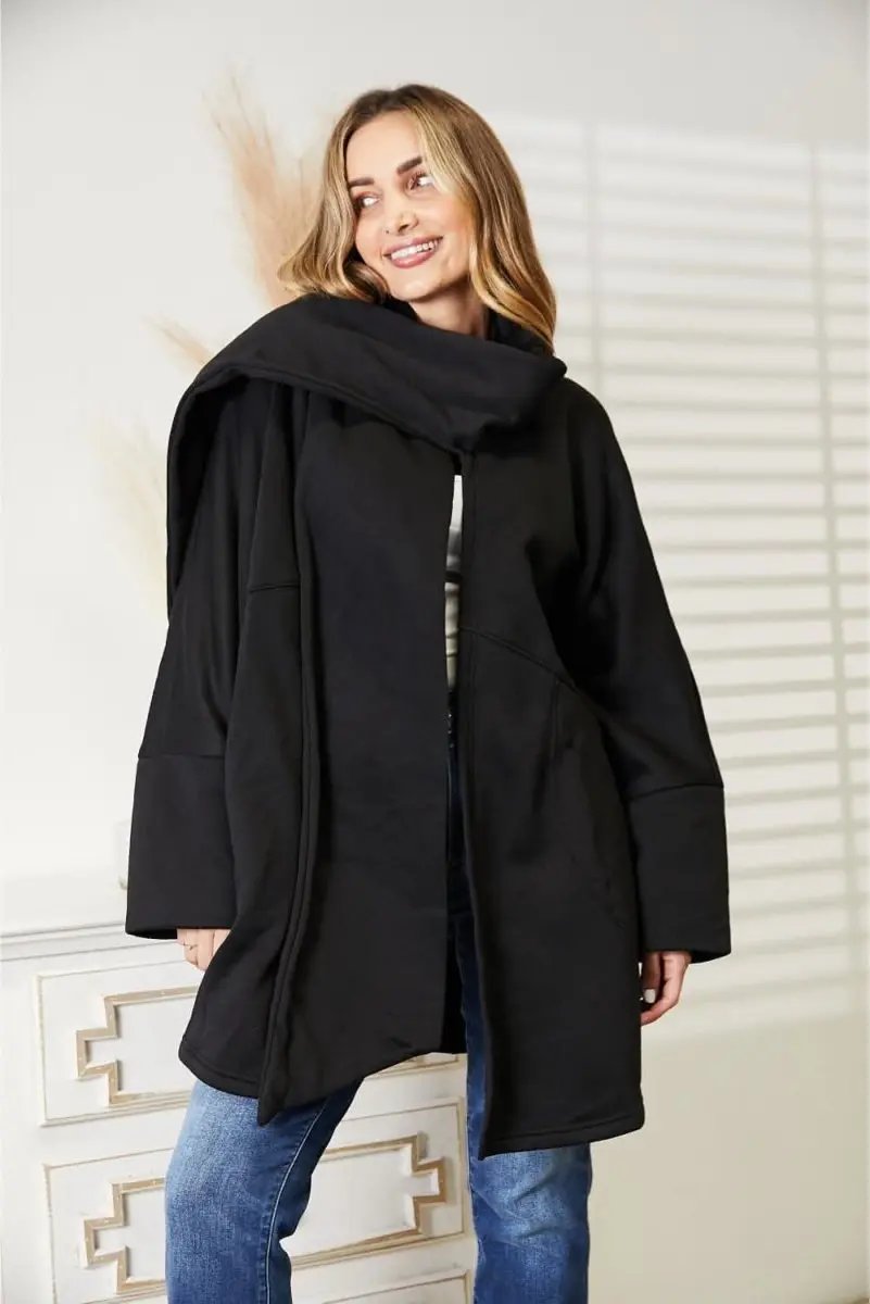 Sweaters Lovesalve WS Open Front Cardigan Women's Everyday Draped Knit Sweater with Scarf