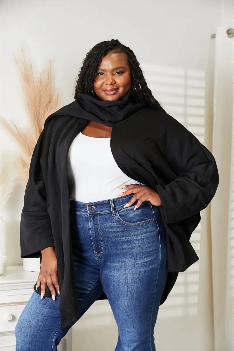 Sweaters Lovesalve WS Open Front Cardigan Women's Everyday Draped Knit Sweater with Scarf