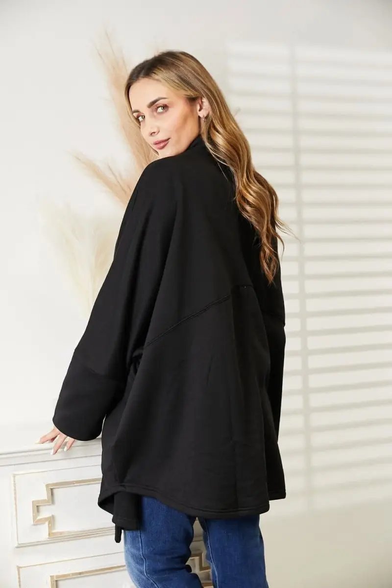 Sweaters Lovesalve WS Open Front Cardigan Women's Everyday Draped Knit Sweater with Scarf