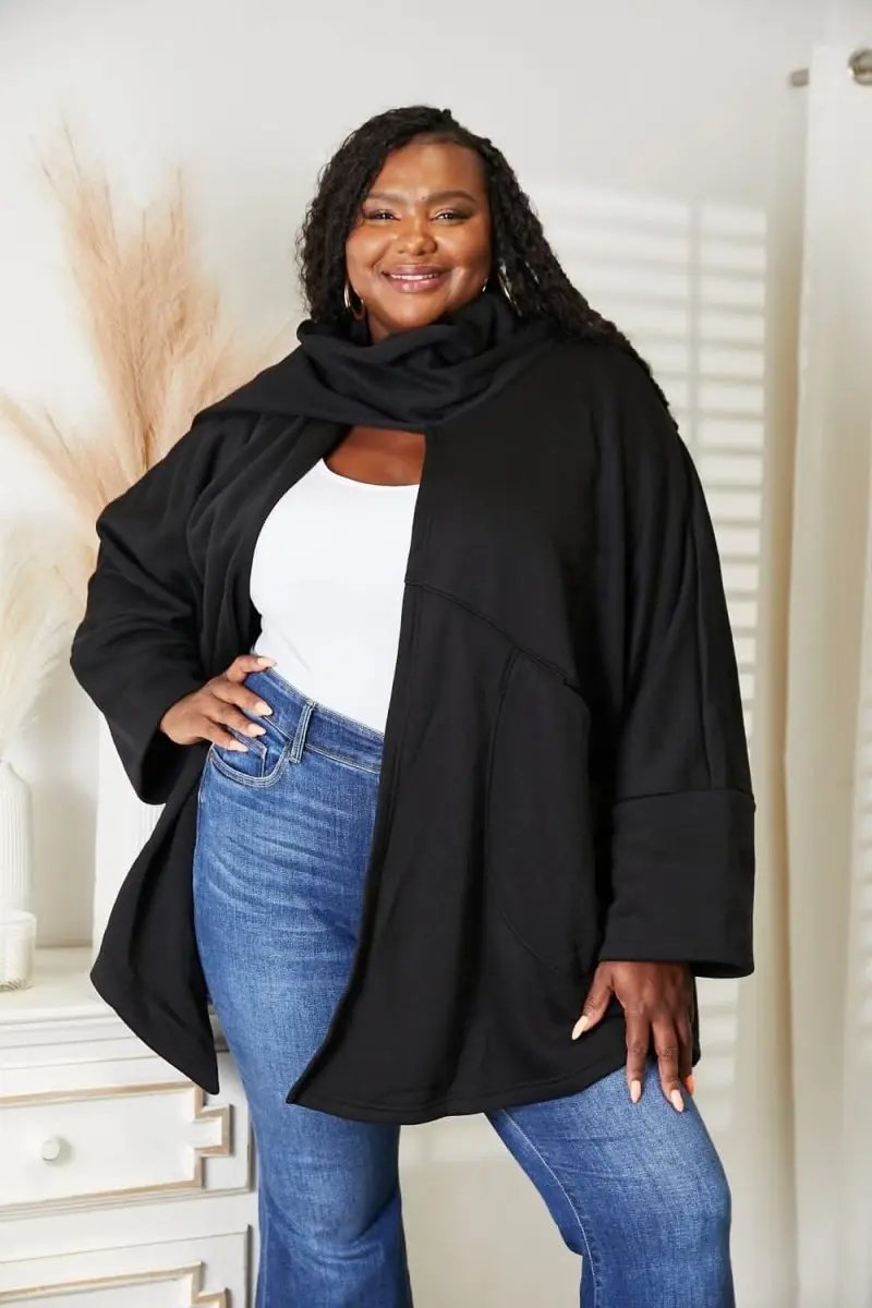 Sweaters Lovesalve WS Open Front Cardigan Women's Everyday Draped Knit Sweater with Scarf