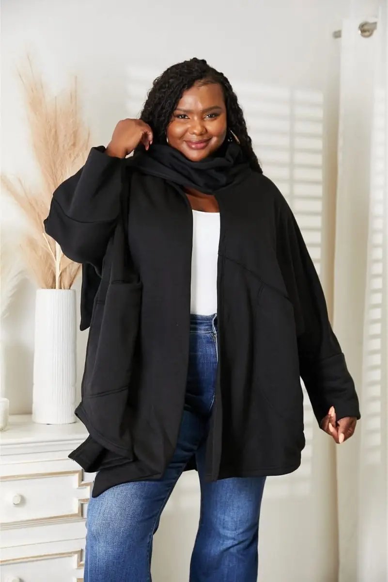 Sweaters Lovesalve WS Open Front Cardigan Women's Everyday Draped Knit Sweater with Scarf