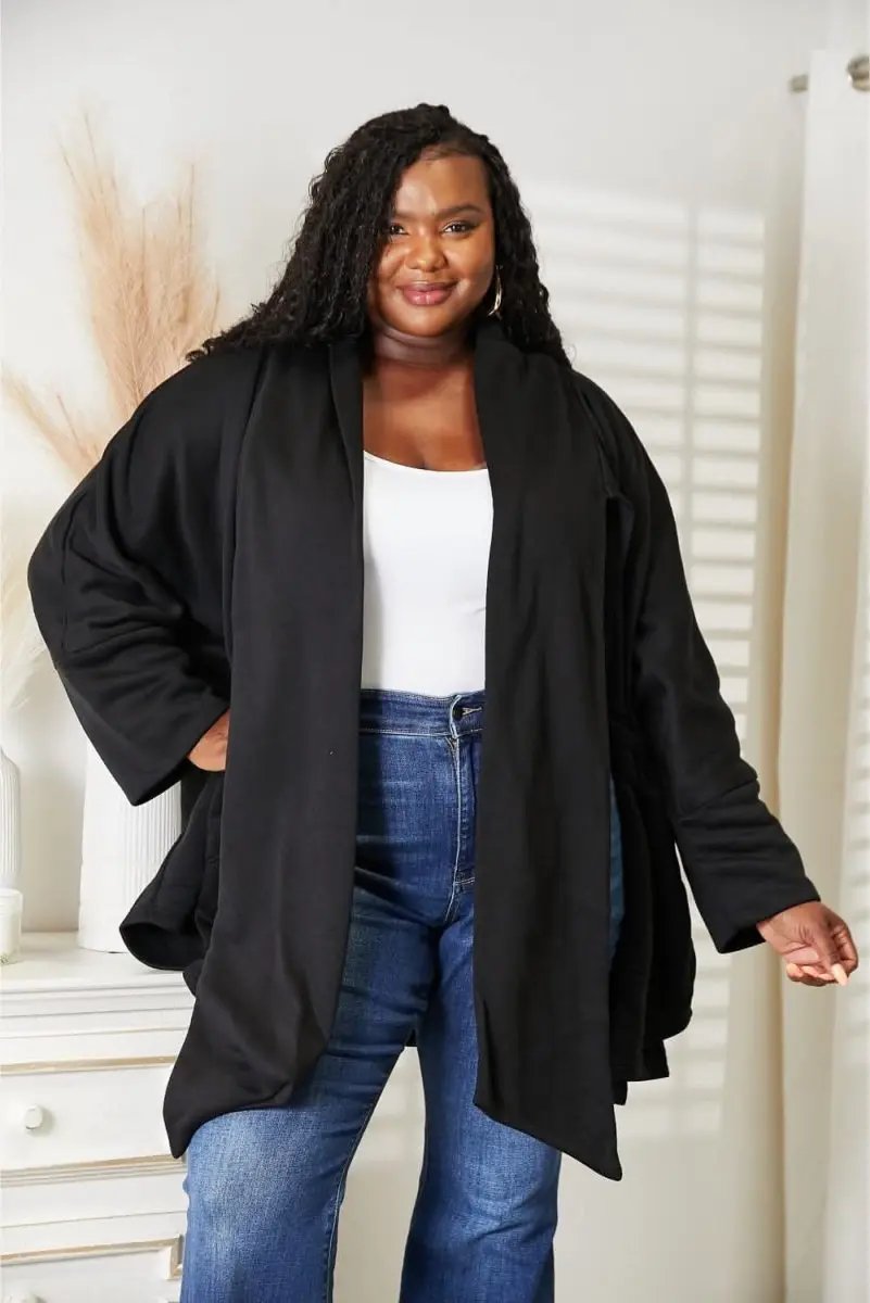 Sweaters Lovesalve WS Open Front Cardigan Women's Everyday Draped Knit Sweater with Scarf