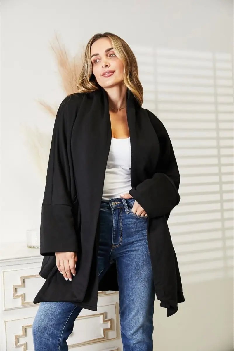Sweaters Lovesalve WS Open Front Cardigan Women's Everyday Draped Knit Sweater with Scarf