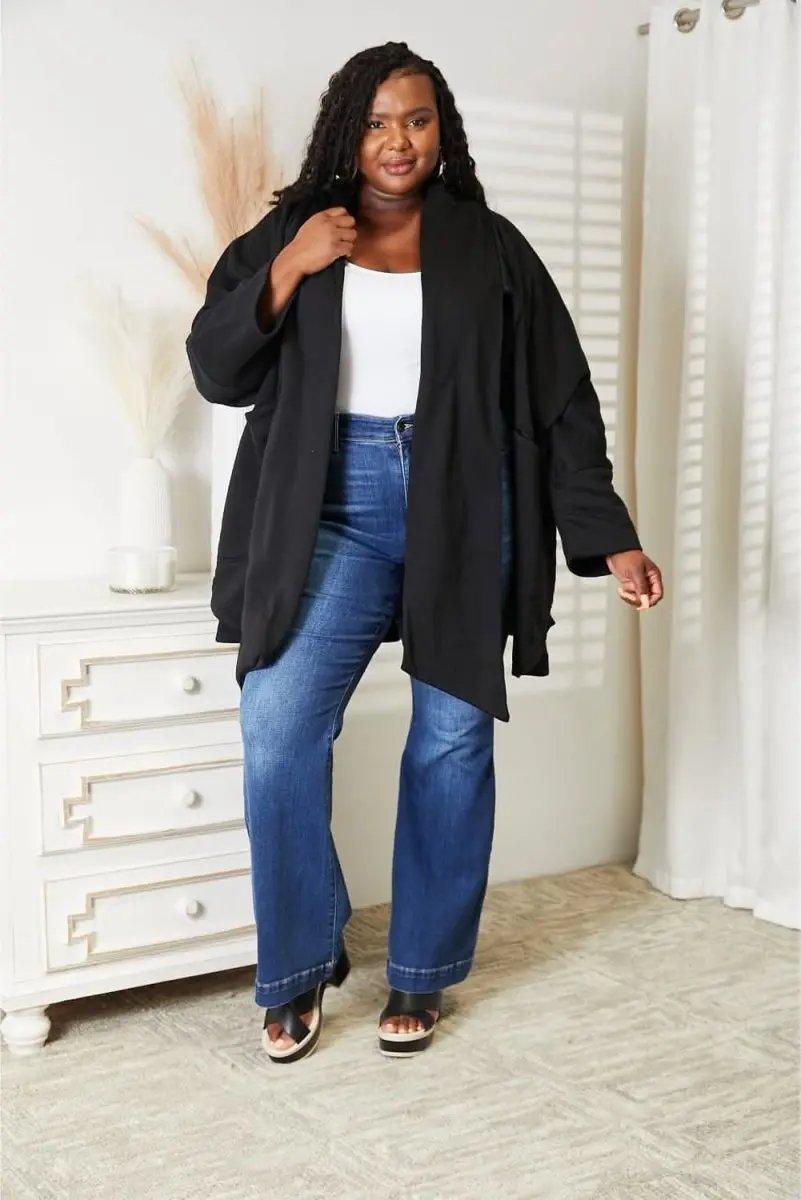 Sweaters Lovesalve WS Open Front Cardigan Women's Everyday Draped Knit Sweater with Scarf