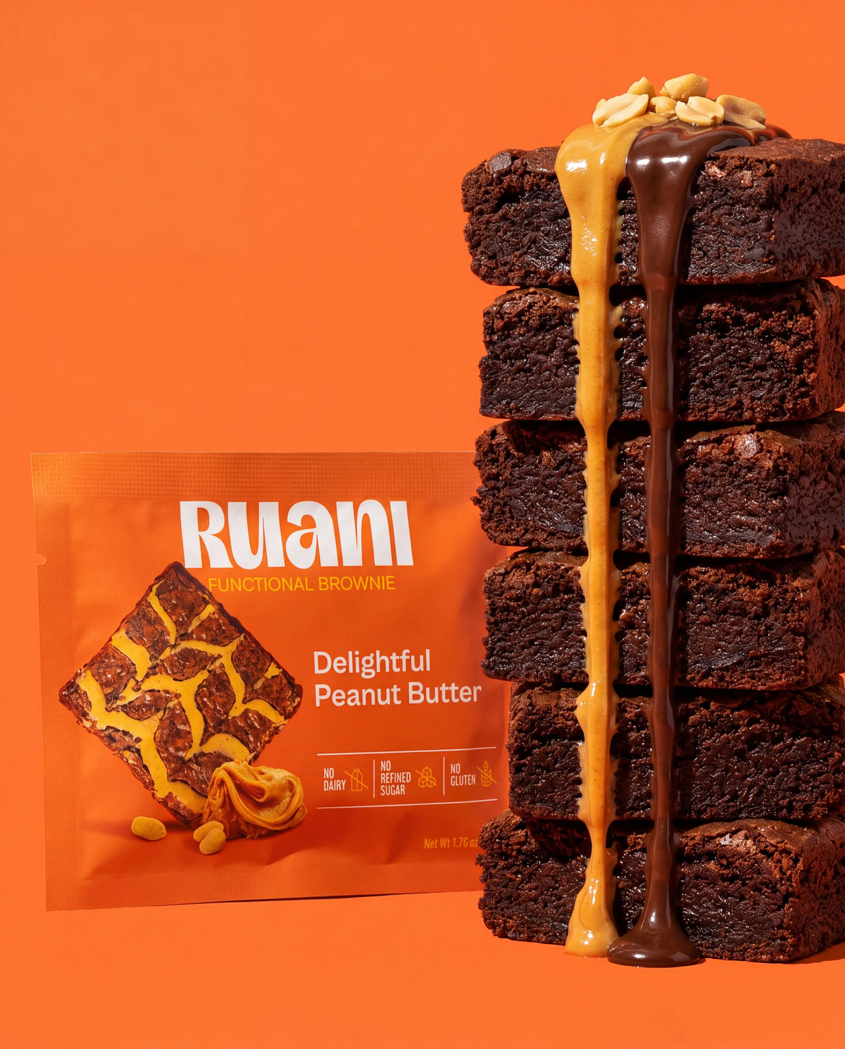 Paquete de 6 deliciosos brownies de mantequilla de cacahuete
