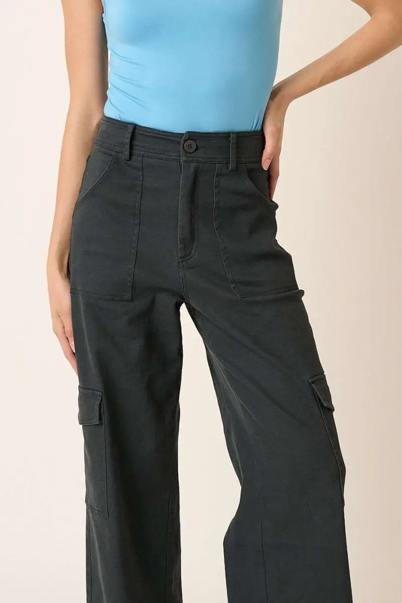 Trendsi High Waist Cargo Pants Women's Streetwear Trousers - Wide Leg & Pockets