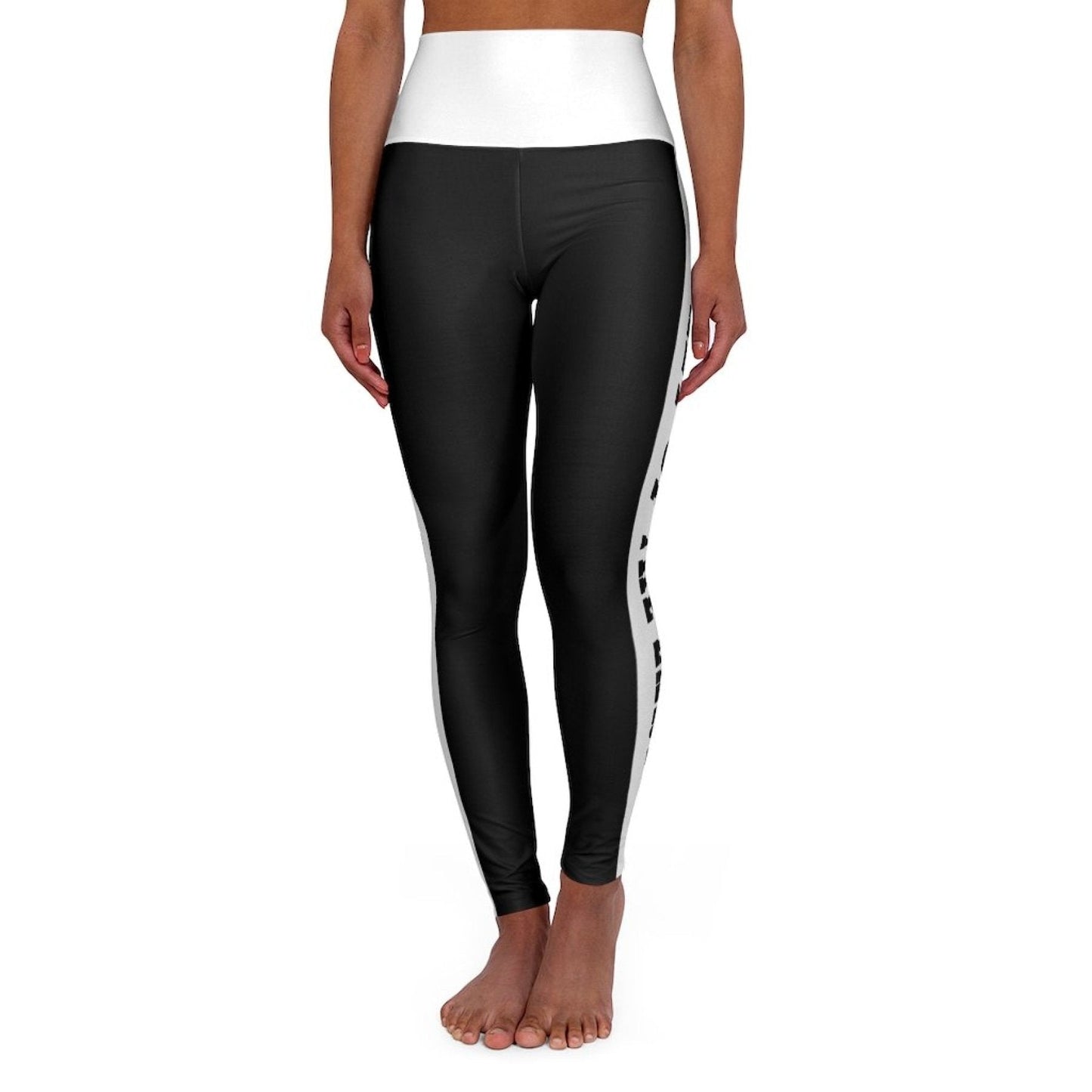 Leggings de yoga de cintura alta para mujer - Negro Blanco Sal de la Tierra