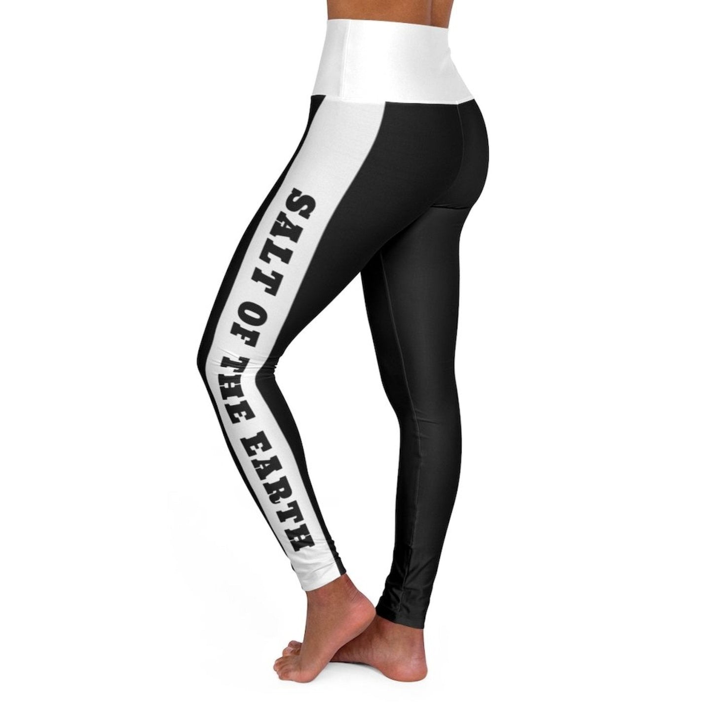 Leggings de yoga de cintura alta para mujer - Negro Blanco Sal de la Tierra