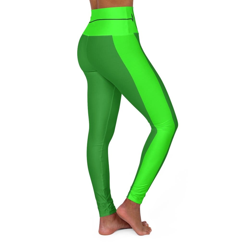 Leggings de yoga de tiro alto - Verde bosque y negro verde neón