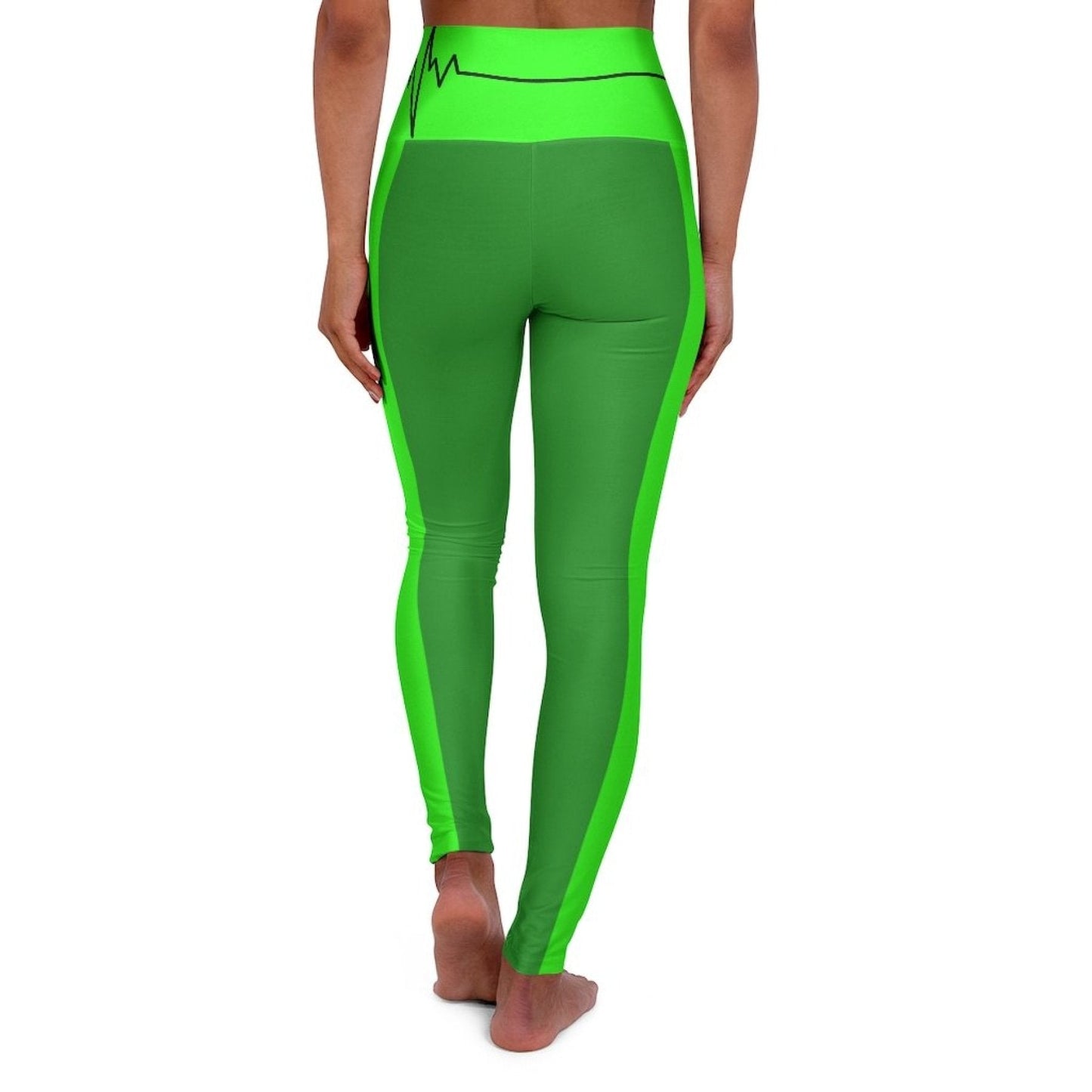 Leggings de yoga de tiro alto - Verde bosque y negro verde neón