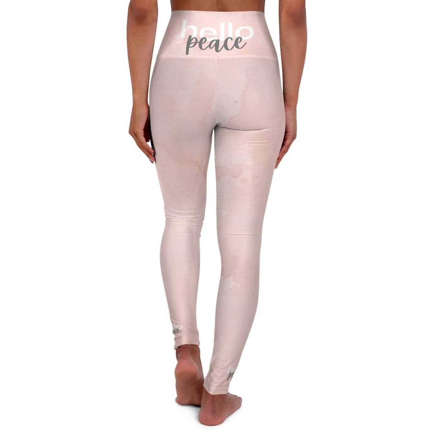 Leggings de yoga de cintura alta para mujer - Mármol melocotón rosa