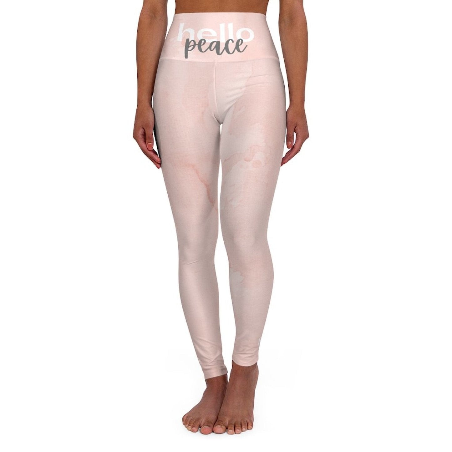 Leggings de yoga de cintura alta para mujer - Mármol melocotón rosa