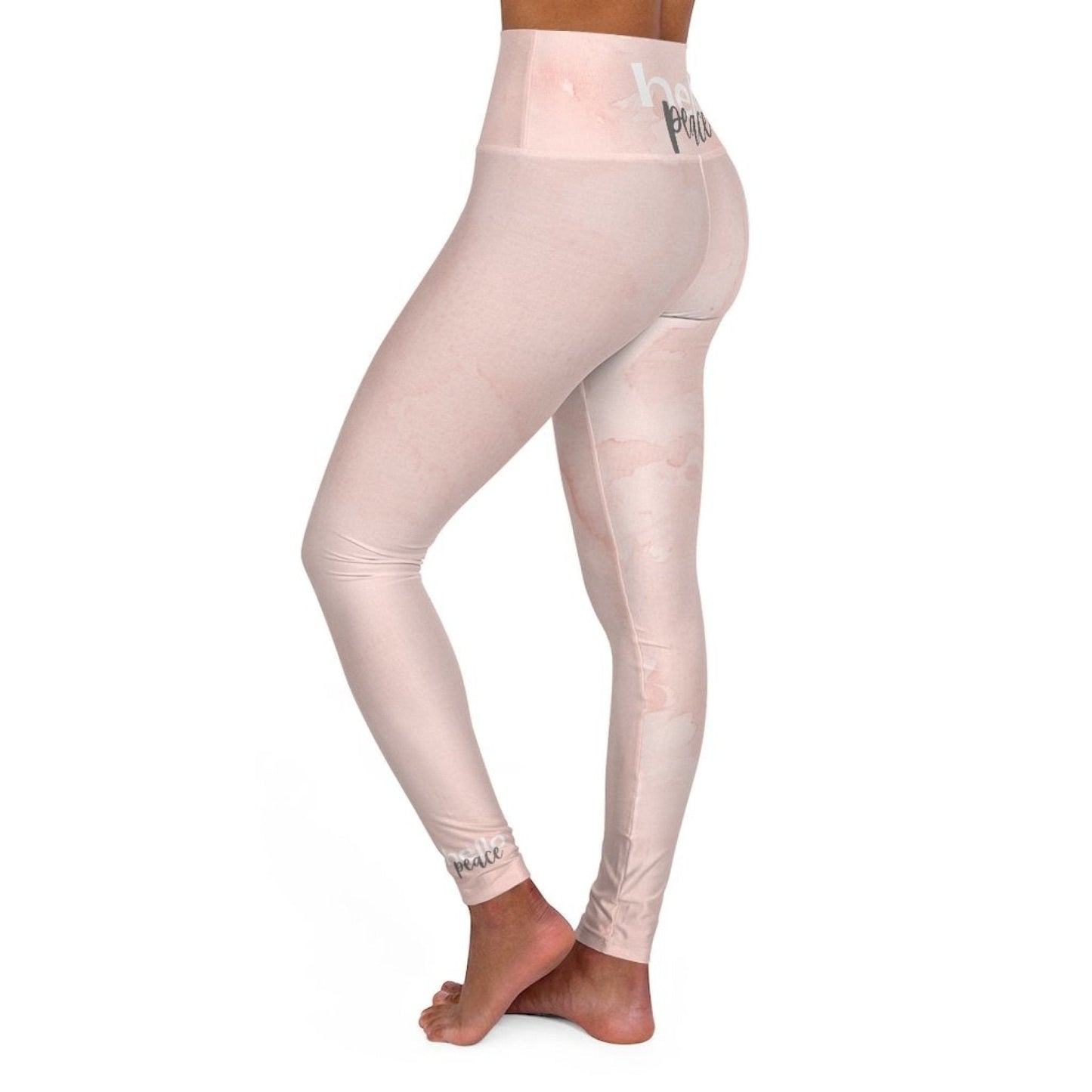 Leggings de yoga de cintura alta para mujer - Mármol melocotón rosa