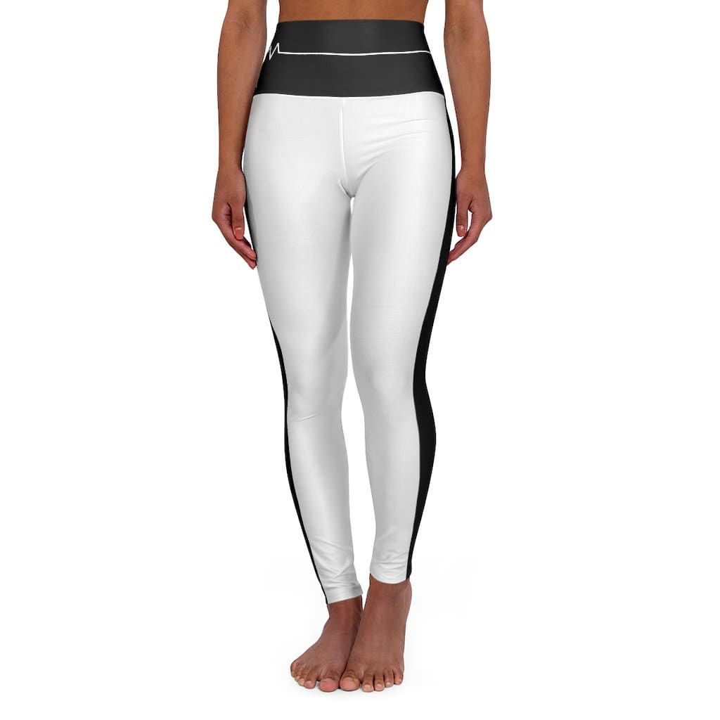 Leggings de yoga de tiro alto - Bordeado blanco y negro