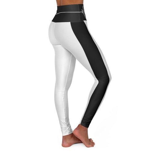 Leggings de yoga de tiro alto - Bordeado blanco y negro