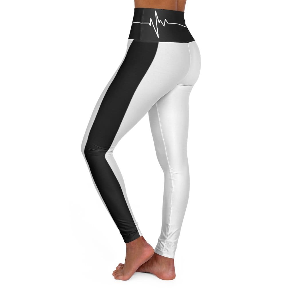Leggings de yoga de tiro alto - Bordeado blanco y negro