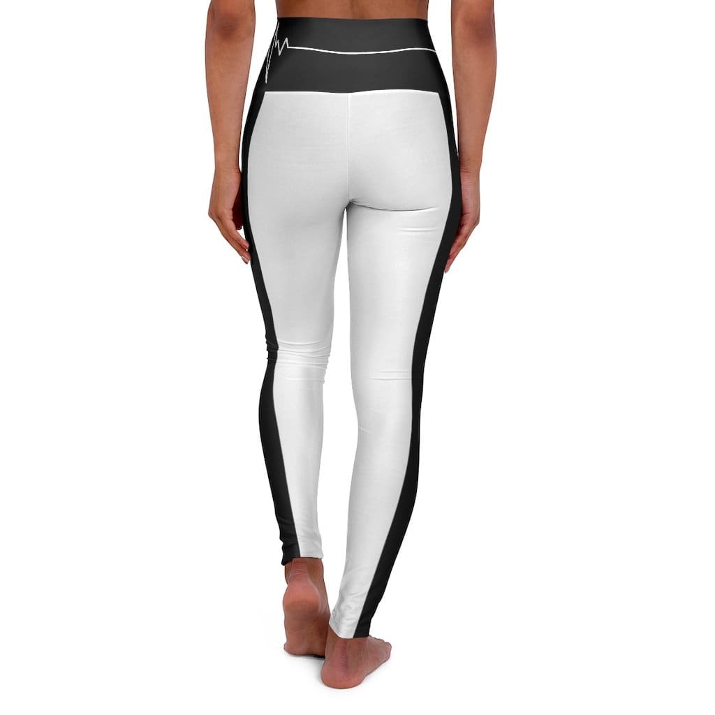 Leggings de yoga de tiro alto - Bordeado blanco y negro