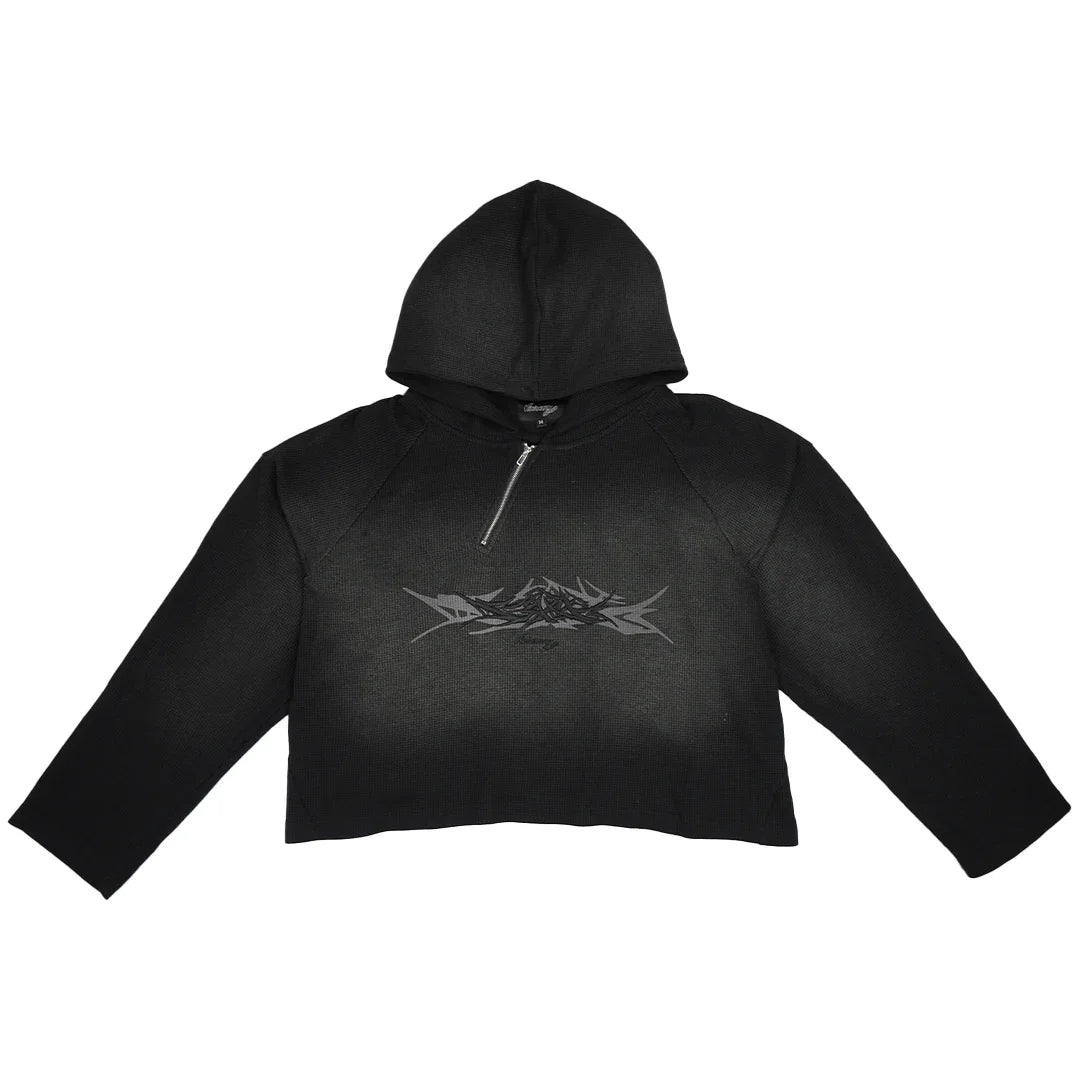 SUDADERA CON CAPUCHA DE PUNTO TÉRMICO X-RAY V2 (NEGRO SOMBRA)