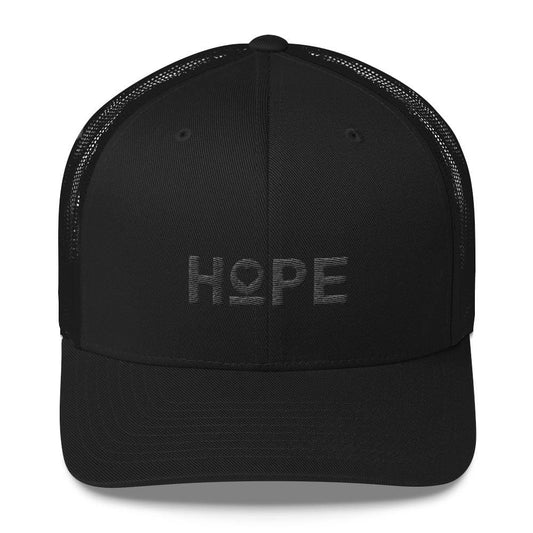 Gorra trucker snapback negra sobre negro Hope Heart