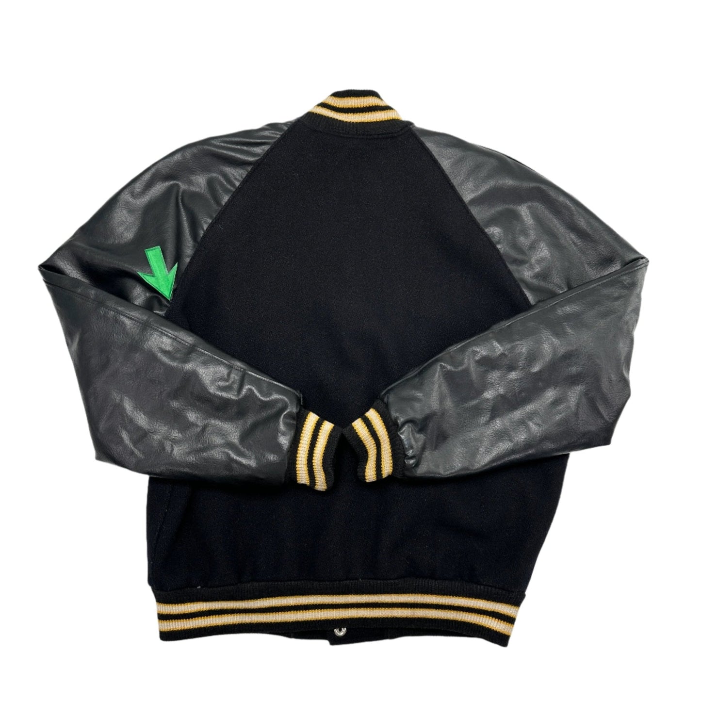 Howe's Men's Vintage Black and Gold Varsity Jacket - Size 40 (Medium)