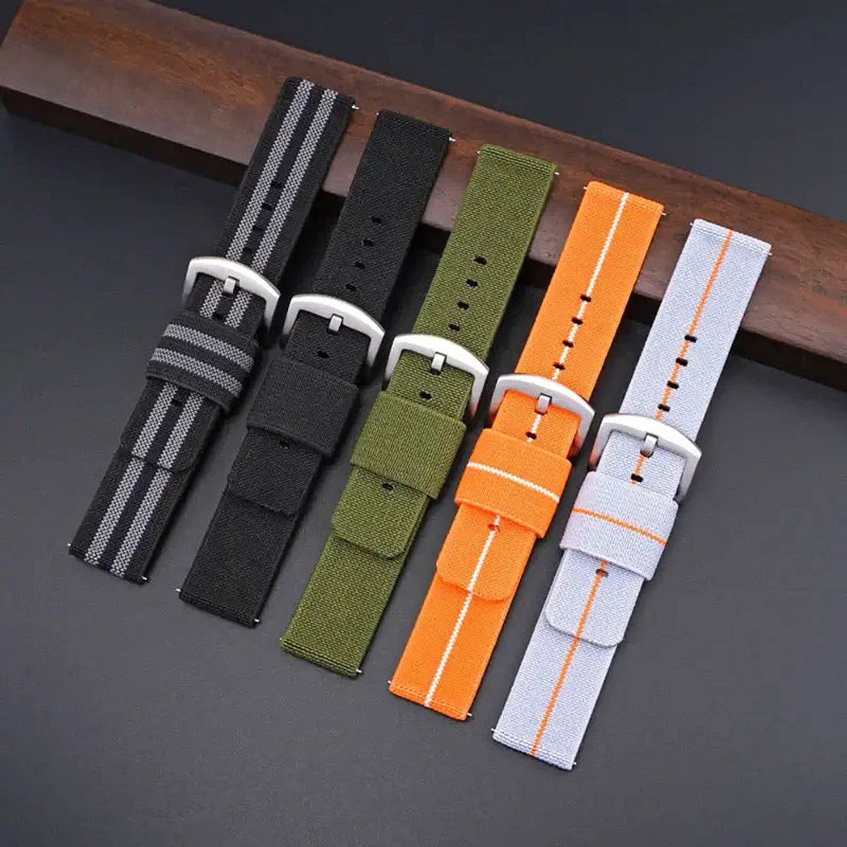 Garmin 18/20/22mm Quick Release Heavy Woven Nylon Band with Fabric Keepers