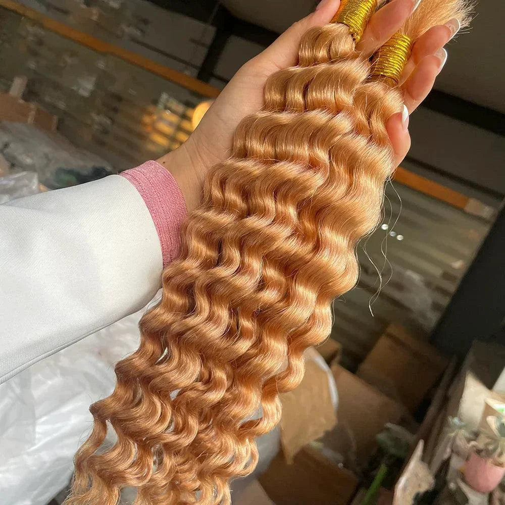 Human Hair 20" Braiding Bundle - Deep Wave Highlight P4/27 for Gorgeous Styles
