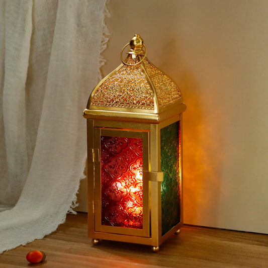 12'' Gold Moroccan Candle Lantern